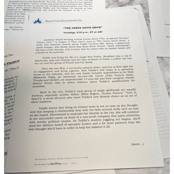 ABC TV Show Press Kit The Geena Davis Show 2000 Peter Horton Mimi Rogers - Picture 8 of 10